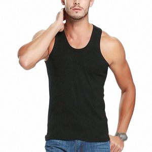 new Men's Slim Fit Casual Sport Round Neck Bodybuilding Tank Top Gym Y-Back Muscle Vest Workout Elastic Bottom Men Vest T-shirt r2gH#