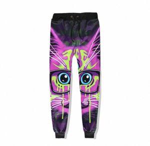 Szblaze helt ny unisex mens carto 3d jogger byxor intressanta katter full längd blyerts pant kvinnors byxor fjäderkläder n3o5#