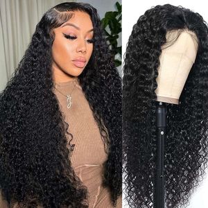 20inch Hair-13x4 HD Transparent Deep Wave Frontal Glueless Wigs for Women 180% Density Curly Lace Front Human Pre Plucked with Baby Hair