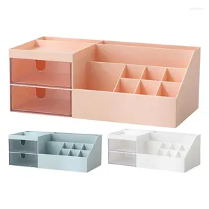 Förvaringslådor Makeup Organizer Drawer Box Multifunktion Desk för pennor Displayfodral med 2 lådor