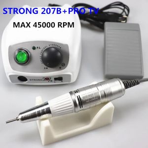 45000 rpm Electric Nail Borr Strong 207B 65W Manicure Machine Pedicure Kit Strong Nails Tools Handpiece Nail File Equipment 240321