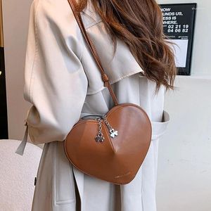 Cosmetic Bags Women Heart Shaped Crossbody Shoulder Bag Red Love Leather Pouch Luxury Handbags Lady Girls 2024 Fashion