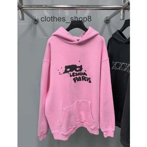 Home Mens Homens 2024 Família Suéteres Moda Outono / Inverno Designer Hoodies Balencigs Paris Marca Versão Pintada à Mão Hoodie Graffiti Casal MRKG