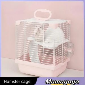 Gaiolas gaiola para hamster, rato, transportador de animais de estimação, gaiola portátil para inverno quente, mini gaiola para animais de estimação, cobaia, plataforma, ninho, chinchila, acessórios