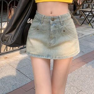 スカート夏の韓国ファッションハイウエストAラインスリムかわいいセクシーなミニジャンスカート女性ティントヴィンテージデニムショーツ女性