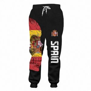 Spanien Emblem Men's Jogger Pants Casual 3D Printed Men Sport Pants Bekväma Streetwear Jogging Overdimensionerad 6xl Brasilien Ryssland S52W#