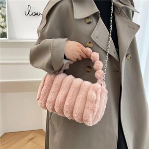 Evening Bags Winter Women Faux Fur Handbags Designer Crossbody Plush Shoulder Bag Purse Clutch Bolsa Feminina