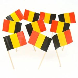 Tillbehör 300 st mini Belgien tandpetare flaggor papper mat plockar tårta tandpetare cupcake toppers frukt cocktail pinnar dekoration tandpetare