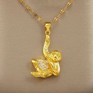 Pendant Necklaces Exquisite And Fashionable Monkey Love Zircon Necklace For Women Birthday Gift Christmas Family Friends