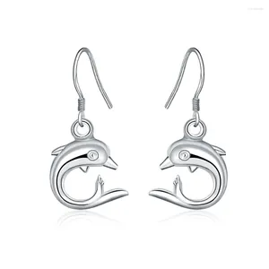 Dangle Earrings Christmas Gift Wedding Silver Color Dolphin Anime Charms Women Lady Earring Brinco Jewelry Lowest Price