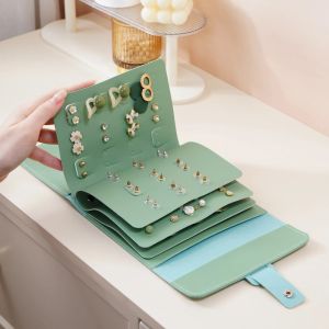 Anzeige tragbarer Schmuckverpackungsbeutel PU Leder Schmuck Organizer Display Reise Juwely Hülle Aufbewahrungstasche für Ohrring -Ring -Halskette