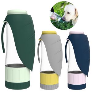 Matning 2 i 1 Multifunktion Pet Dog Water Bottle Silicone Foldbar Portable Puppy Food Bowl Drink Dispenser Travel Labrador Supplies