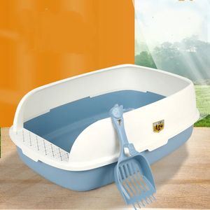 Pet Supplies Cat Litter Box Semi-Enclosed Anti-Splash Cat Toilet Large Two-Color Ventilation Large Space Cat Litter Box 240306