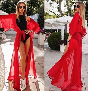 Sarongs 2019 Summer Womens Swimsuit Bikini Swimsuit Top Sexy Beach Top Chiffon Long Skirt Elegant Solid Beach Swimsuit Top Tunic Kaftan 240325