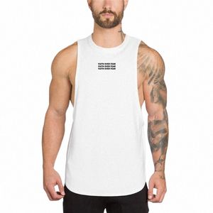 Fé sobre o medo Cott Gym Clothing Bodybuilding Tank Top Men Fitn Singlets Sleevel T Shirt Muscle Vest Sports Undershirt y9f4 #