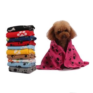 Soft Warm Puppy Dog Blanket Winter Pet Blankets Paw Prints Cushion Small Dog Cat Bed Cover Sleep Mat for Bulldog Accessories