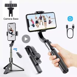 Selfie Stick med Gimbal Stabilizer LED Light Stativ för telefonens mobilcellhållare Stand Action Camera Smartphone Monopod Button 240309