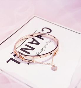 Whole Rose Gold Stainless Steel Bracelets Bangles Female Heart Forever Love Brand Charm Bracelet for Women Famous Jewelry5810013