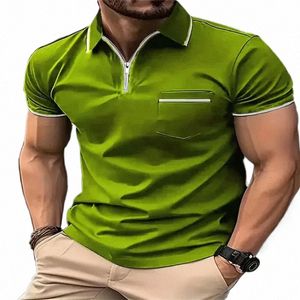 sommar kortärmad grundläggande lapel polo skjorta mäns casual t-shirt topp tjock svett-absorberande häst h8br#