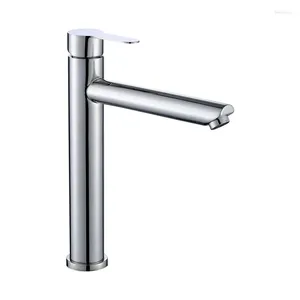 Bathroom Sink Faucets Mirror 304 Stainless Steel Lengthened Mouth Art Table Basin Single-hole Faucet El Project Glass