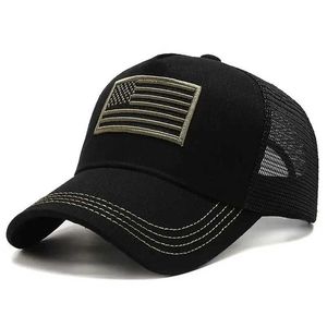 Ball Caps US Flag Net Baseball Hat Summer Breathable Hat Mens Tactical Hat Unisex Hip Hop Hat Outdoor Sports Truck Hat J240325