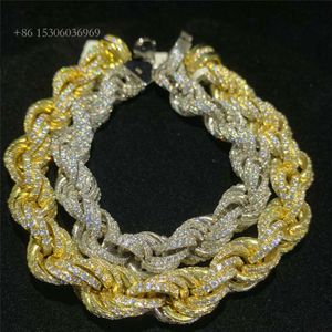 5Mm 7Mm 9Mm 11Mm Sterling Sier With Diamond Iced Out Moissanite VVS Rope Chain Necklace Hip Hop Cuban Bracelet