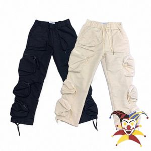 vintage Multi Pocket Sweatpants Jogger Men Women Top Quality Hip-Hop Drawstring Overalls Cargo Lg Pants Trousers L0bi#