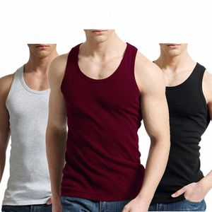 Canottiere da uomo Fitn Cool Summer 100% Cott Vest Uomo Sleevel Top Gym Slim Casual Canottiera Uomo Regalo 7 colori 1PCS 26lU #