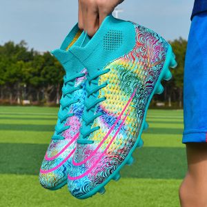 Boots High Quality Rainbow Soccer Shoes Men Outdoor Long Spikes Futsal Soccer Boots Mixed Colors Man Football Shoes chuteira society