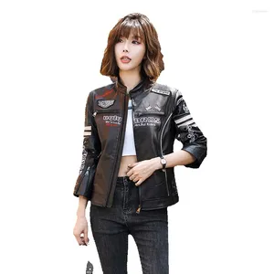 Damen-Saisonjacke aus Leder, Motorrad, kurzer Stil, cooles und trendiges Schaffell, schlankmachend, vielseitig