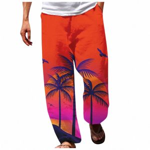 sweatpants Mens Printed Loose Sports Fi Outdoor Cott Drawstring Summer Casual Pants Trousers Linen Sweatpants Pantales d2uI#