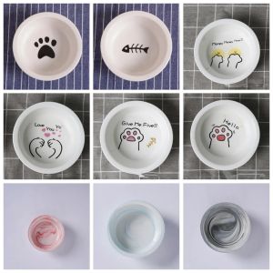 Supplies TECHOME New Cute Patterns Ceramic Pet Bowl Cute Cat Bowl Water Basin Dog Pot Pet Drinking Eat Bowl Round Ceramic Bowl Feeders