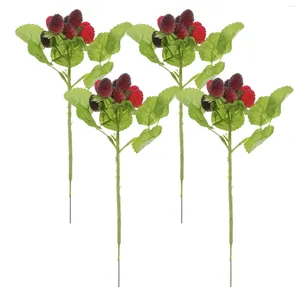 Decorative Flowers 4 Pcs Plant Simulated Bayberry Faux Plastic Waxberries Wild Strawberries Party Fruit Models Showcase Props