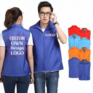 m-4xl Colete Voluntário Sleevel Colete Personalizado Logotipo Imprimir Publicidade Supermercado Zipper Colete Segurança Trabalho Uniforme Diy Seu Design q8NT #