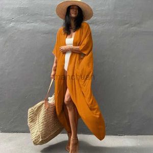 Sarongs Wehello Womens Beach Cover Kimono Summer Swimsuit Hat Solid Bohemian Stoned Dress Swimsuit Szatk 240325