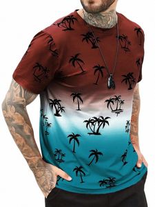 Camiseta para homens roupas havaianas cocut árvore padrão verão harajuku manga curta tops tees o-pescoço tops masculino casual t-shirt a6of #