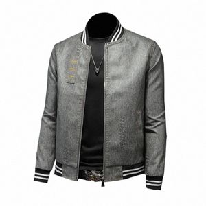 Neue Herren Denim Lederbekleidung Trendy Rundhals Lose Retro Lederjacke Herren Aviator Motorrad Retro Lederjacke C3ZQ #