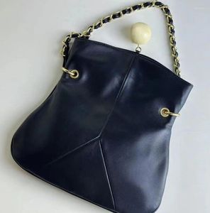 Totes Soft Leather Handbags High Quality Sheepskin Women Messenger Bags With Chain Straps Folded Female Purses Clutches Beads