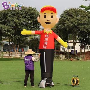 Promosyon fiyatı 4mh (13.2ft) Blower ile reklam şişirilebilir sallanan el hava dansçı oyuncakları spor enflasyon karikatür adamı dükkan dekorasyonu için