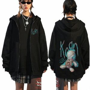 korn Issues Rock Band Zipper Hoodie Men's Vintage Metal Gothic Oversized Zip Up Hoodies Streetwear Hip Hop Punk Sweatshirt Coats u2ce#