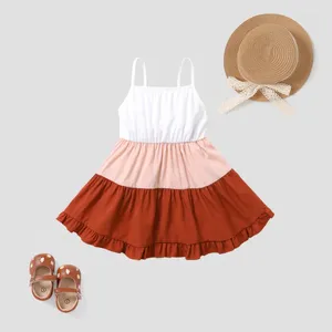 Vestidos de menina PatPat Baby Fashion Colorblock Cami Dress