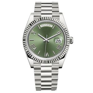 sichu1 - Top Mens Watches 40MM Green Rome Number Face Big Date Automatic Mechanics Watch Men Sapphire Glass Stainless Steel Wristw314V