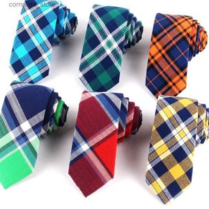 Neck Ties Neck Ties Brand Ties for Men 100% Cotton Mens Necktie Causal Narrow Plaid Tie For Man Bussines Corbatas Bridegroom Party Slim Neckties Y240325