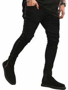 Streetwear Erkekler Skinny Jeans Erkekler Pantolon Kalem Biker Yan Çizgili Kot Hip Hop İnce Fit Adam Esnek Kot T0NV#