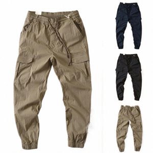 Buon Jogger Pantaloni per il tempo libero Pantaloni cargo da uomo Pantaloni traspiranti con coulisse Colorfast Multi tasche Pantaloni da uomo F3XW #