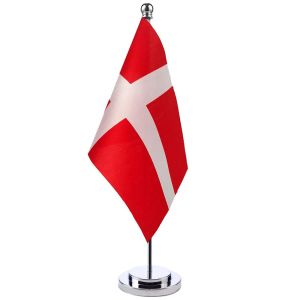 Acessórios Conjunto de suporte de mesa com bandeira da Dinamarca
