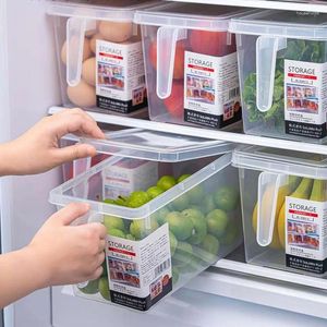 Garrafas de armazenamento de plástico cozinha coletar recipiente transparente grande geladeira armazenamento caixa selada mais nítida frutas e vegetais grande
