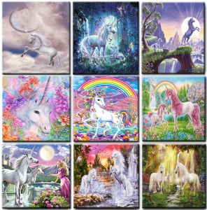 Nummerfärg efter siffror Bilder Unicorn Animal Coloring för att rita på duk DIY -satser för vuxna målning efter siffror dekoration vägg