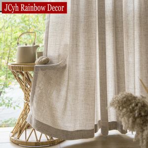 Gardiner Japan stil tjock ren gardiner för vardagsrummet semi tulle gardin för windows solid cortina readymade voile integritetsdekor