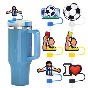 Amazon Popular Football Sports Series Straw Decoration Accessories 10mm Universal Straw Cap Stråhylsa